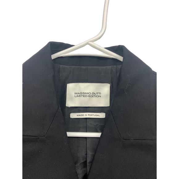Massimo Dutti Long Line Double Breasted Black Blazer Limited Edition Size 8 NWT - Picture 3 of 13
